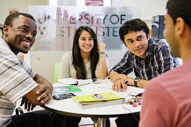 University of Westminster - group sat around table