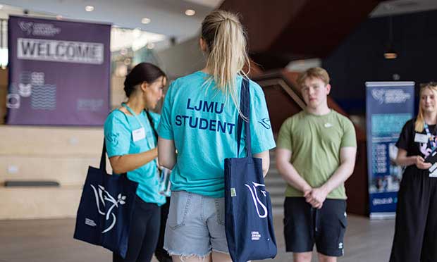 LJMU - girl with LJMU t shirt on